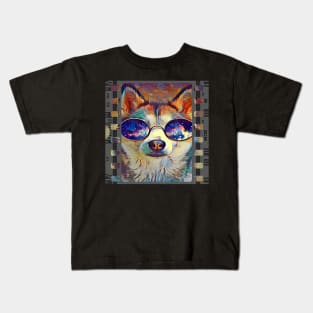 Cool Siberian Husky Pop Art Camera Roll Movie Star Huskies Funny Dog Gifts Kids T-Shirt